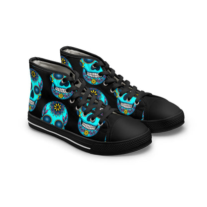 Sugar Skull Blk Women's High Top Sneakers