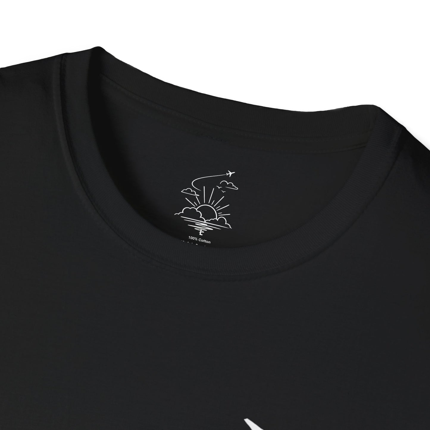 Sunrise Flight T-Shirt | Airplane, Clouds, Sunburst Line Art