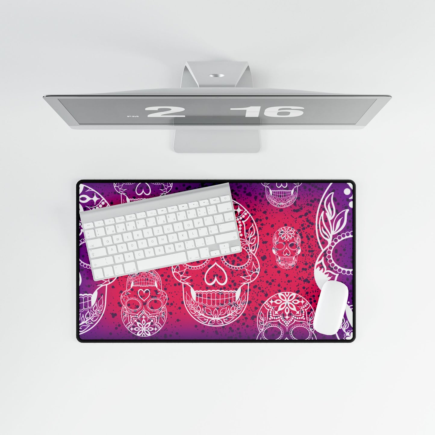 Pink purple skull Desk Mats