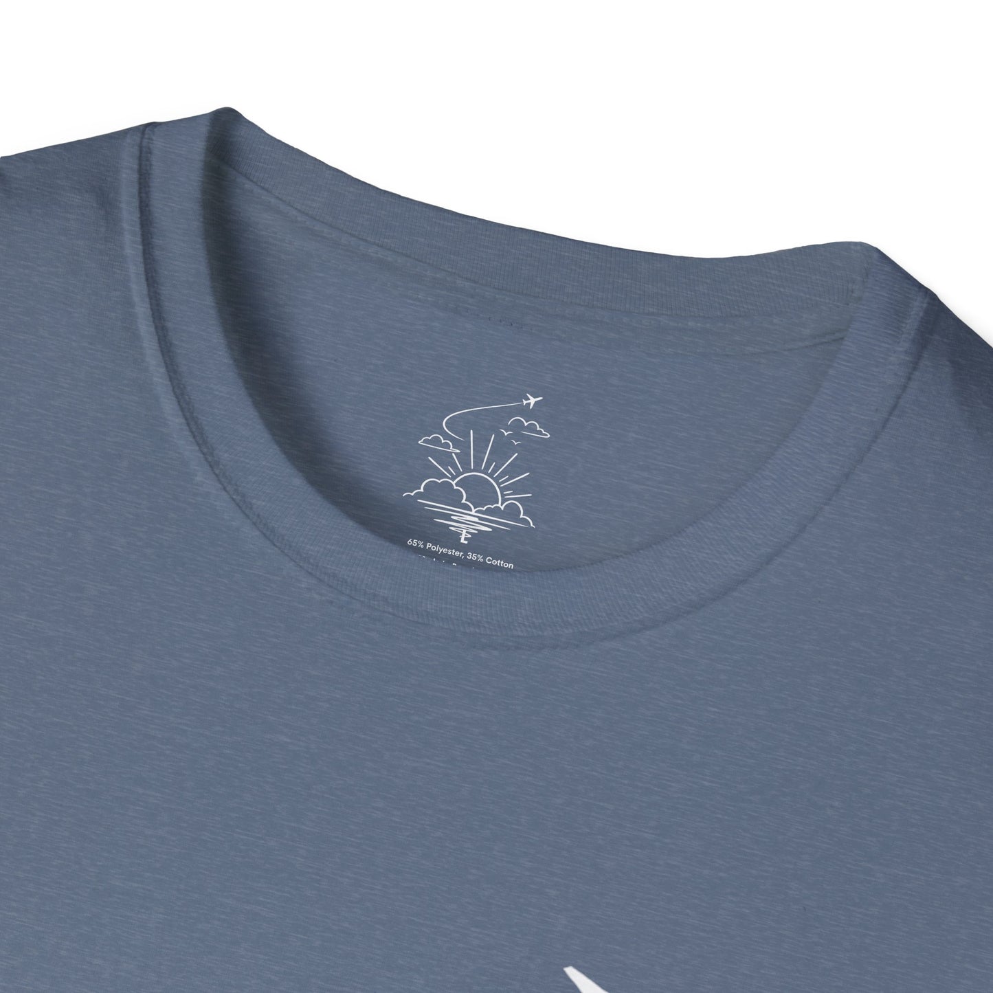Sunrise Flight T-Shirt | Airplane, Clouds, Sunburst Line Art