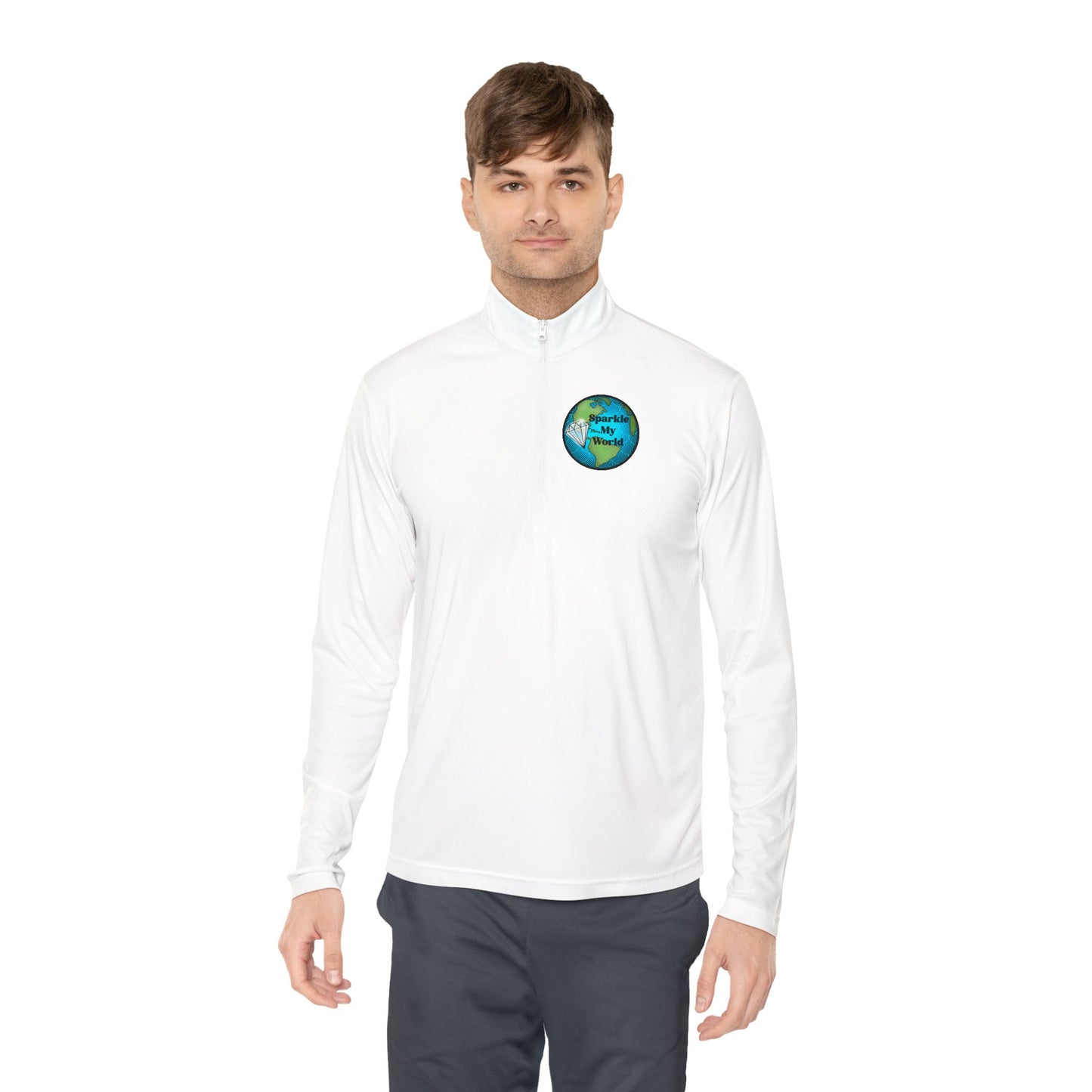 Sparkle My World Quarter-Zip Pullover — Earth Graphic Diamond Logo