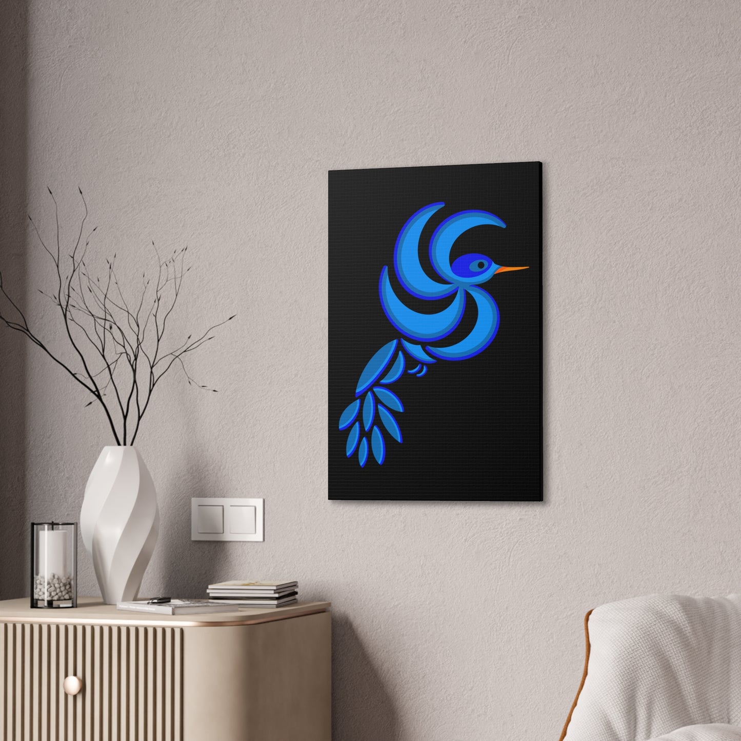 Bold Blue Hummingbird Canvas Print
