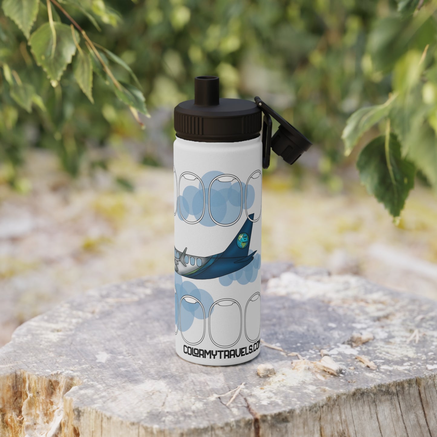 Jet window collection Stainless Steel Water Bottle, Sports Lid