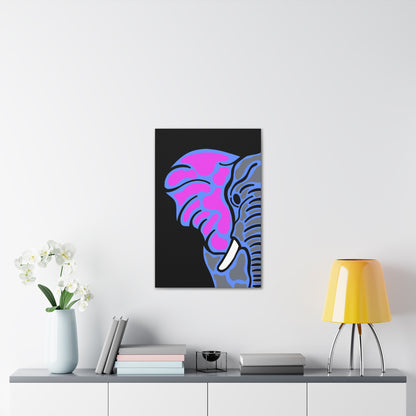 Neon Elephant Canvas Print — Bold Pink & Blue Safari Wall Art