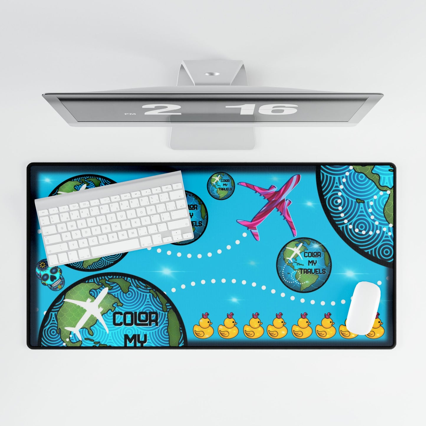 Color my travels large Desk Mats