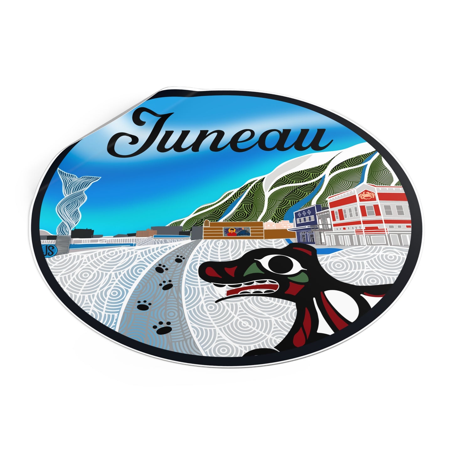 Juneau Wharf Round Vinyl Stickers