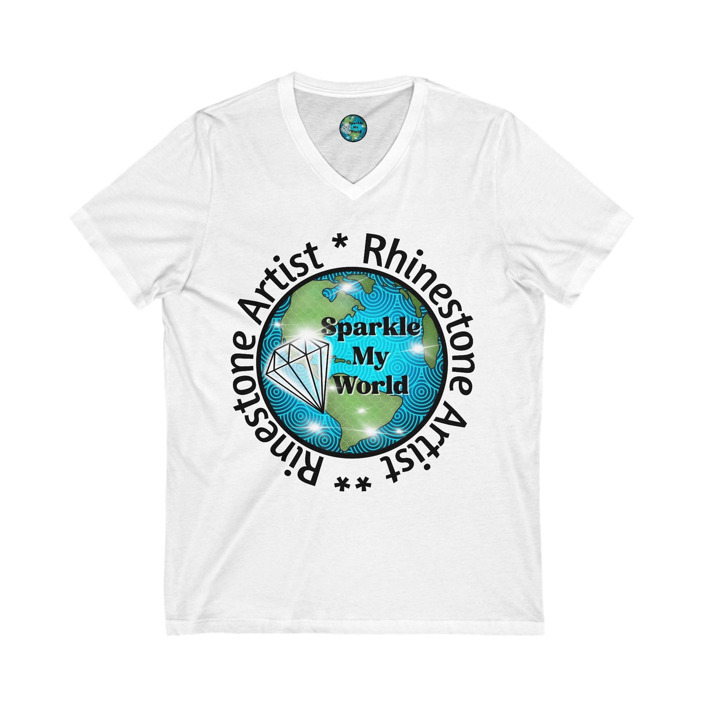 Sparkle My World Unisex Jersey V-Neck Tee - Inspirational Gift, Casual Wear, Graphic Tee, Unique Shirt, Gift for Dreamers