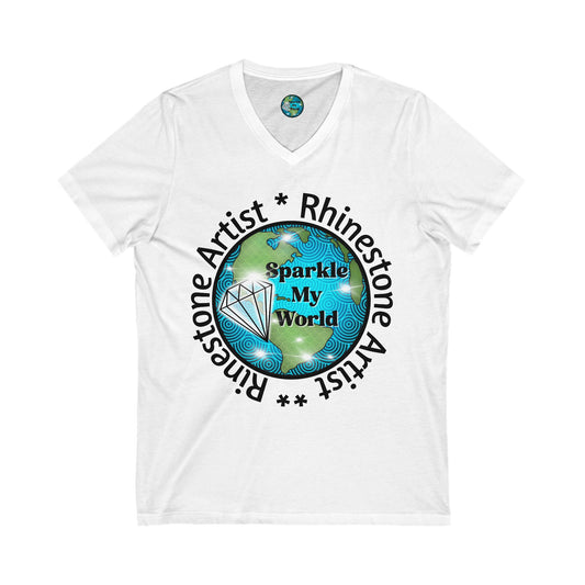 Sparkle My World Unisex Jersey V-Neck Tee - Inspirational Gift, Casual Wear, Graphic Tee, Unique Shirt, Gift for Dreamers