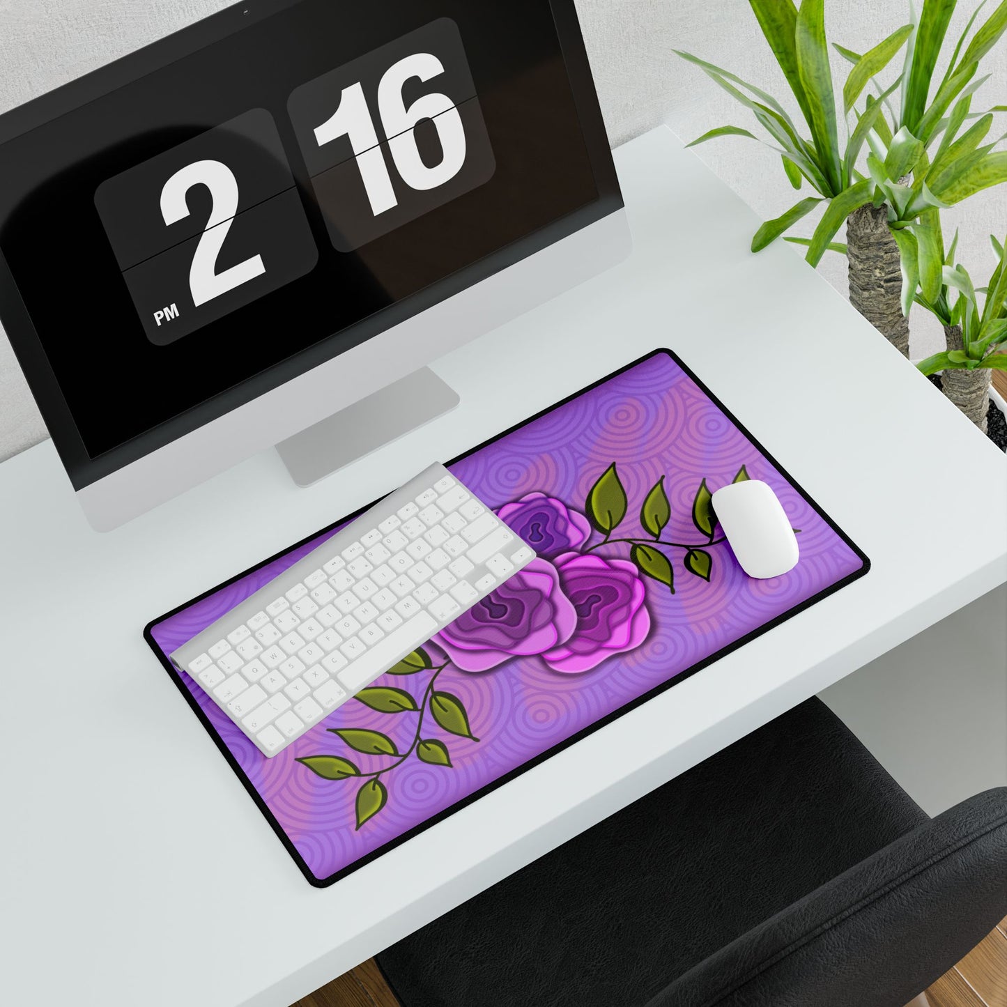 Purple modern rose Desk Mats