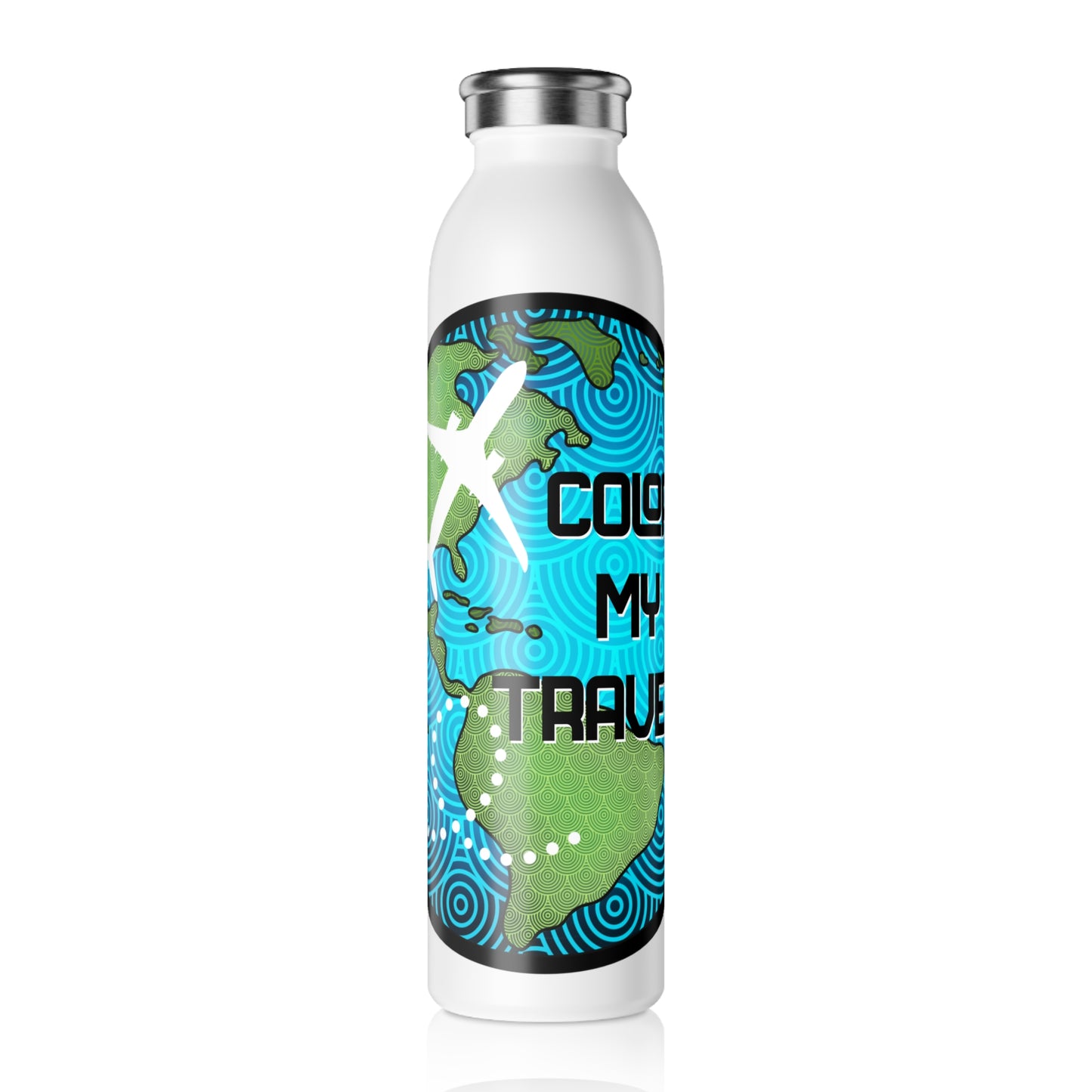 Color my travels Slim Water Bottle