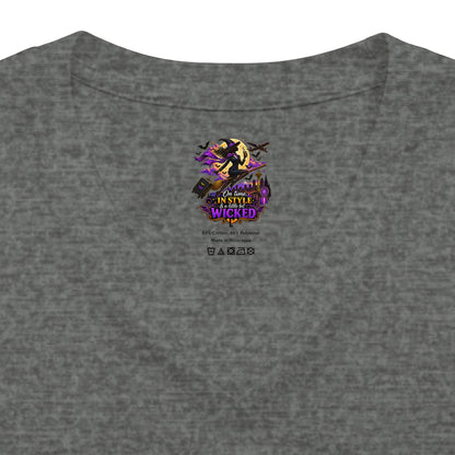 Witchy Halloween V-Neck Tee — "On Time, In Style & A Little Bit Wicked"