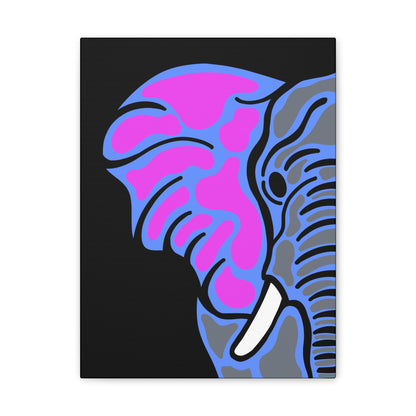 Neon Elephant Canvas Print — Bold Pink & Blue Safari Wall Art
