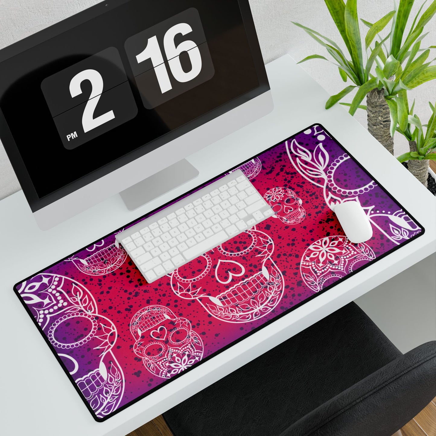 Pink purple skull Desk Mats