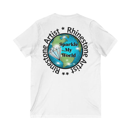 Sparkle My World Unisex Jersey V-Neck Tee - Inspirational Gift, Casual Wear, Graphic Tee, Unique Shirt, Gift for Dreamers