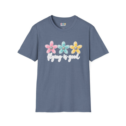 Flying Is Good Floral T-Shirt — Cute Retro Propeller Flowers Tee