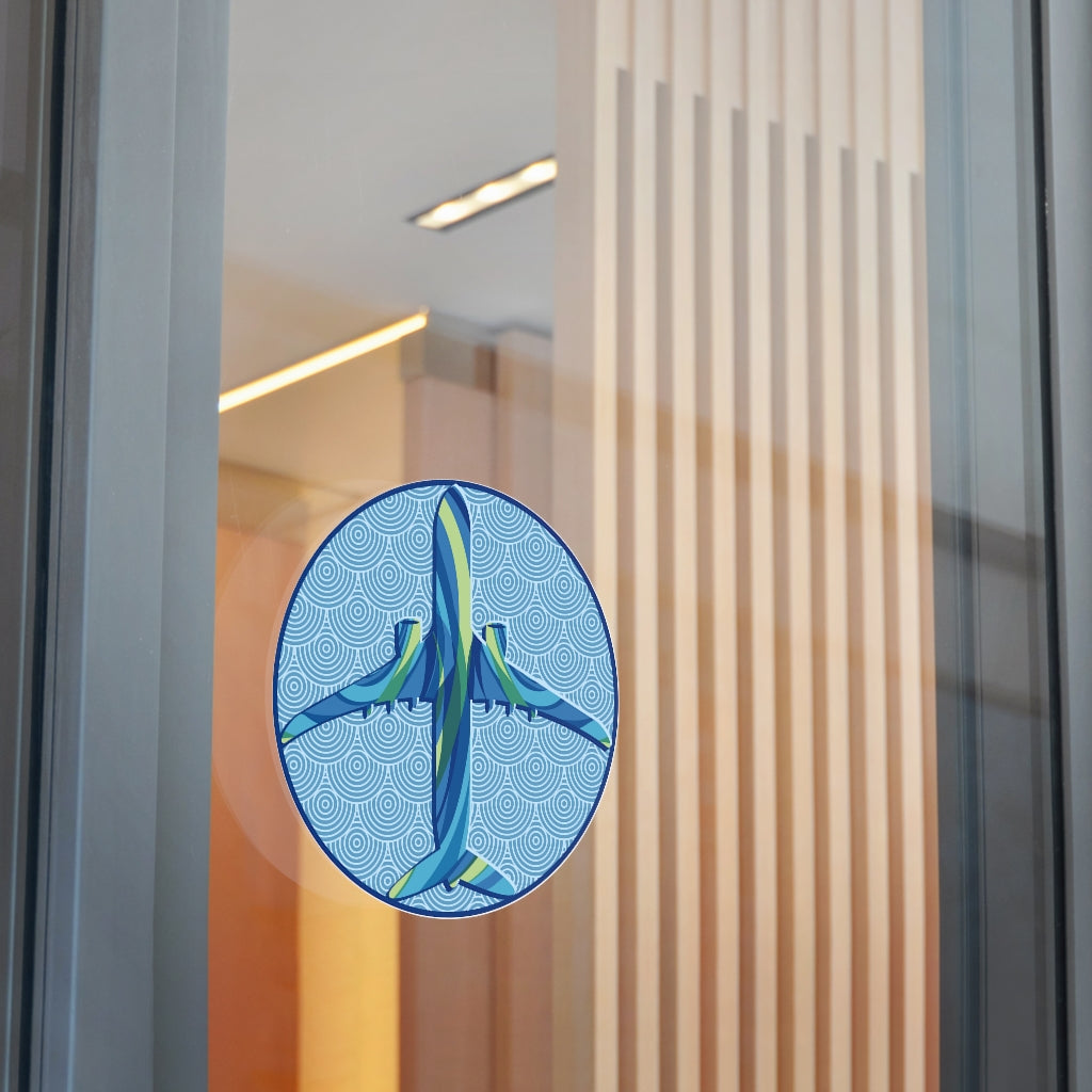 Blue airplane Round Vinyl Stickers