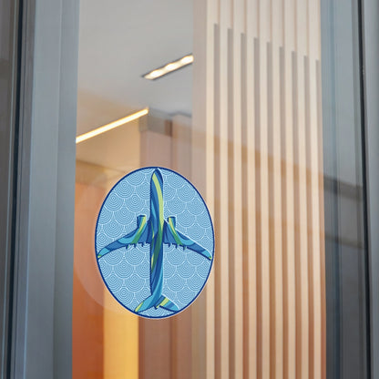 Blue airplane Round Vinyl Stickers