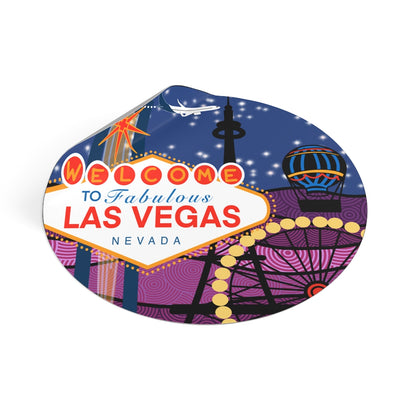 Las Vegas Round Vinyl Stickers