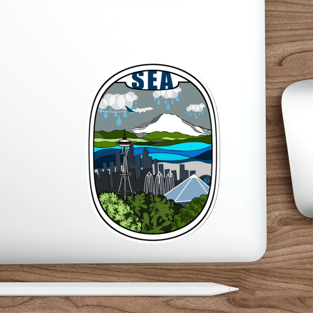 SEA - Seattle Blue plane Die-Cut Stickers