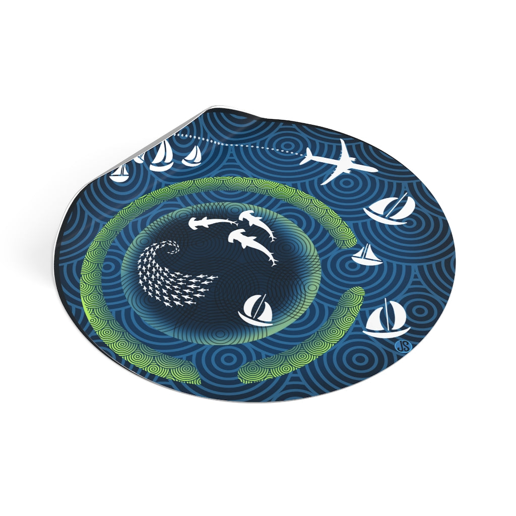 Blue hole round Vinyl Stickers