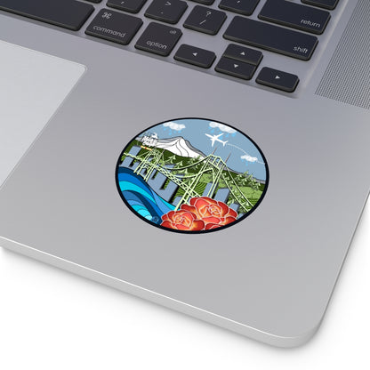 Portland airplane Round Vinyl Stickers