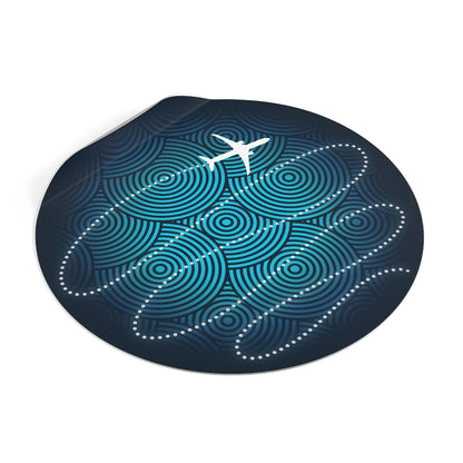 Airplane swirls Round Vinyl Stickers