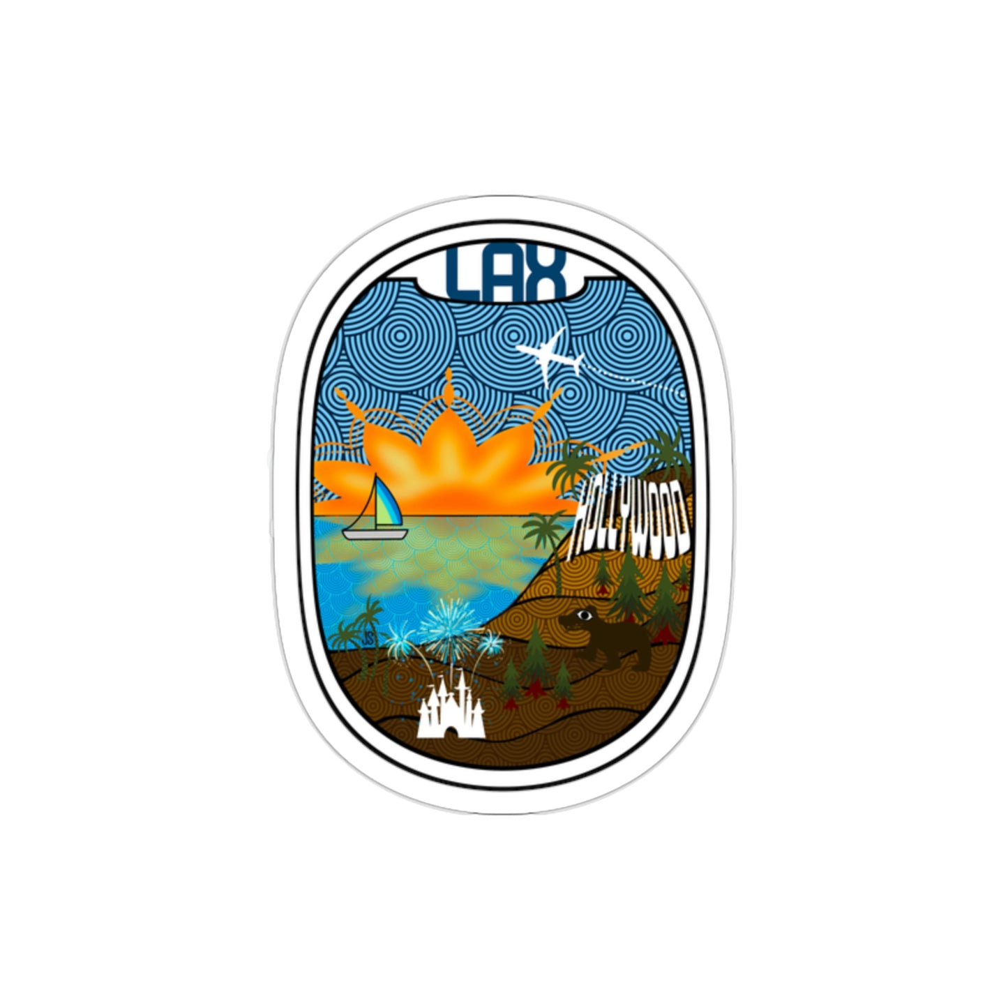 LAX- Los Angeles Wht Stickers