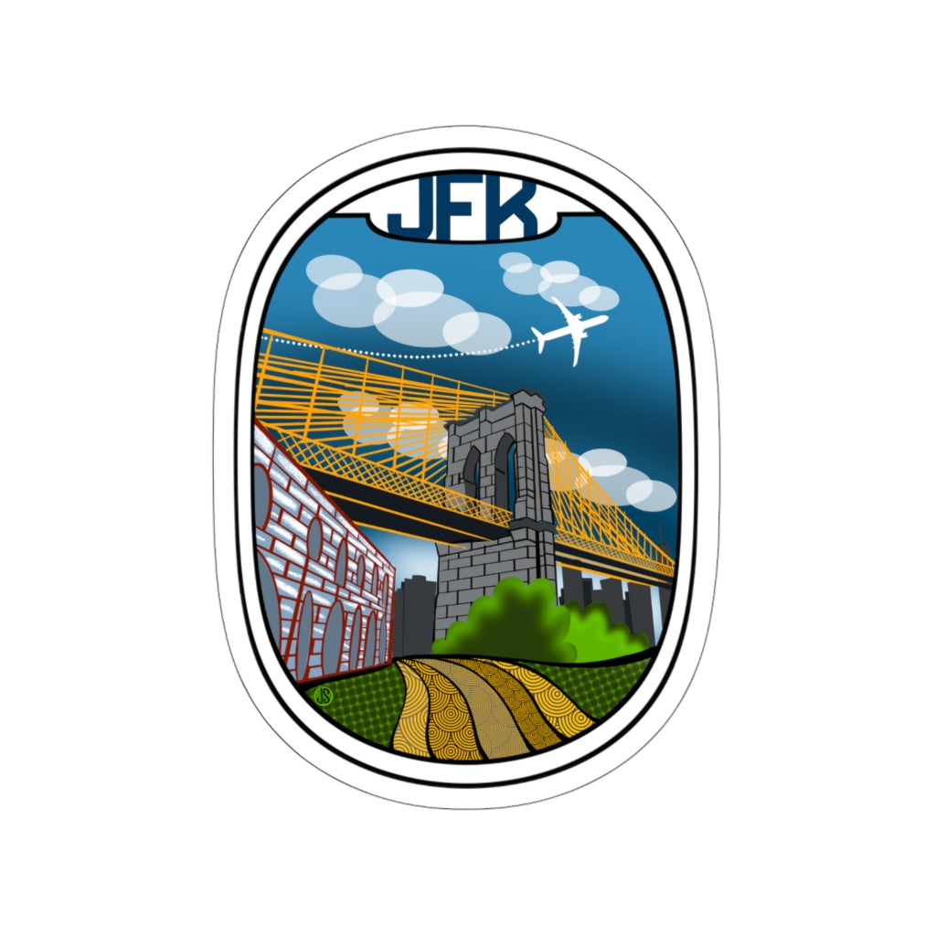 JFK Wht plane Die-Cut Stickers