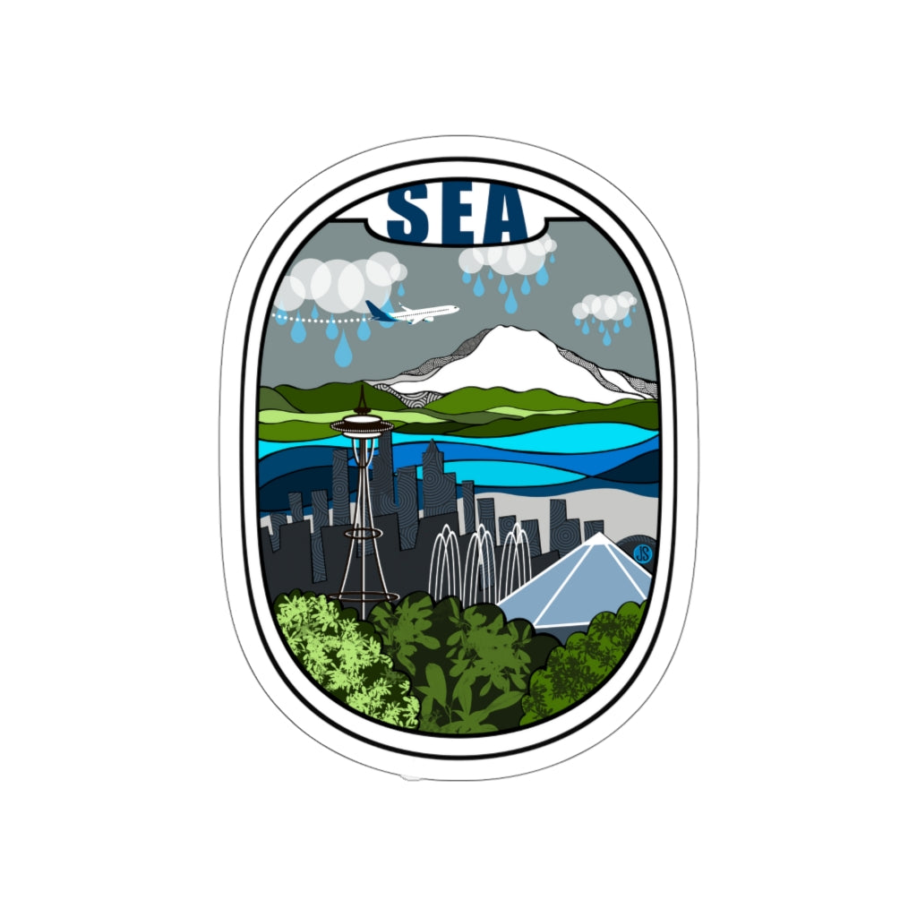 SEA - Seattle Blue plane Die-Cut Stickers