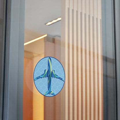 Blue airplane Round Vinyl Stickers