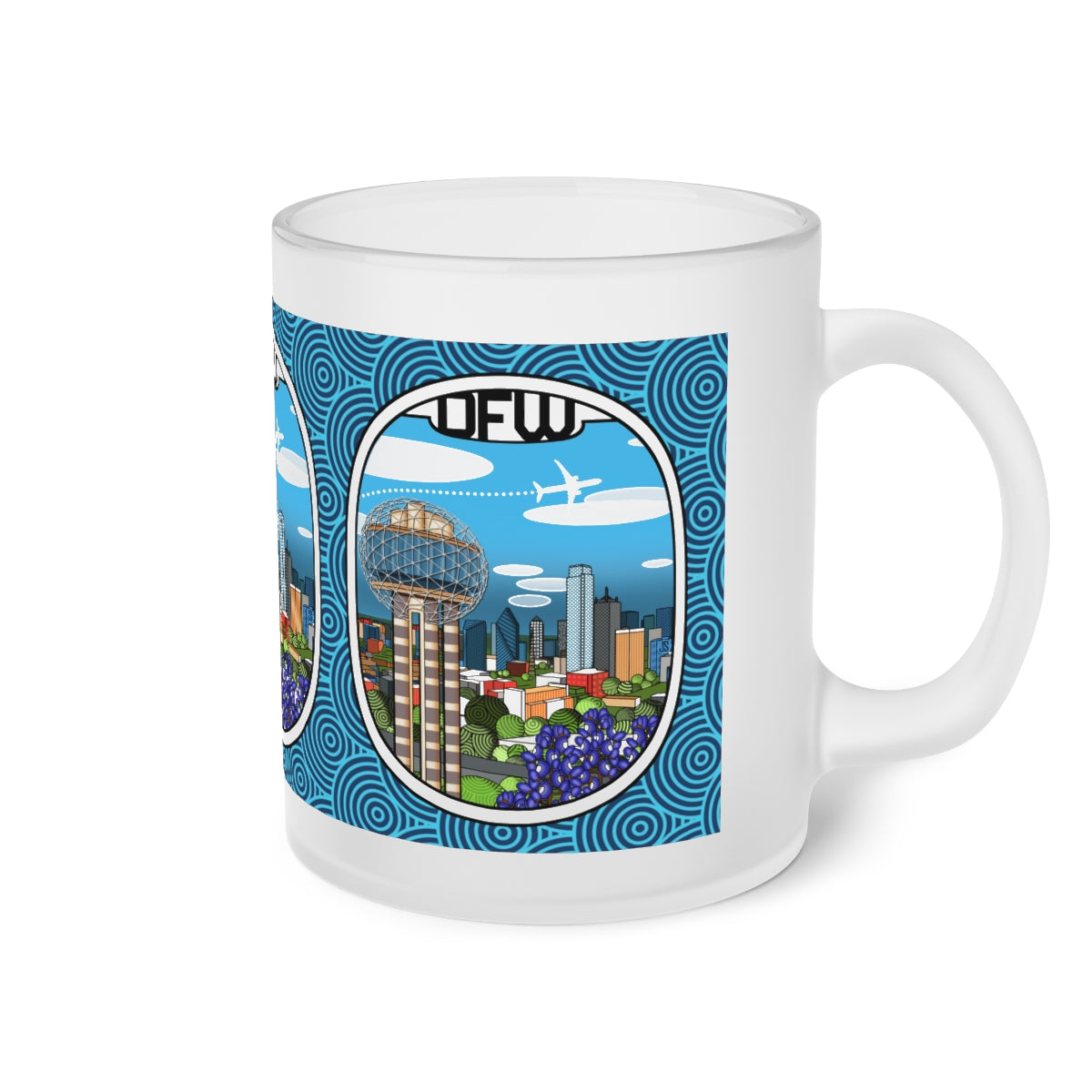 Dallas Fort Worth Frosted Glass Mug