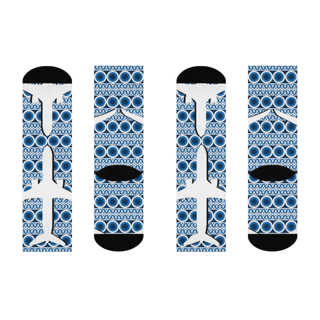 Lg Blue circle DTG Crew Socks