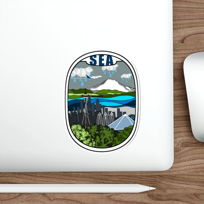 SEA - Seattle Blue plane Die-Cut Stickers