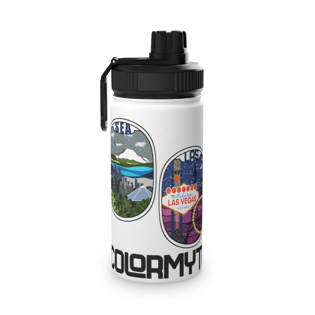 Sticker Stainless Steel Water Bottle, Sports Lid