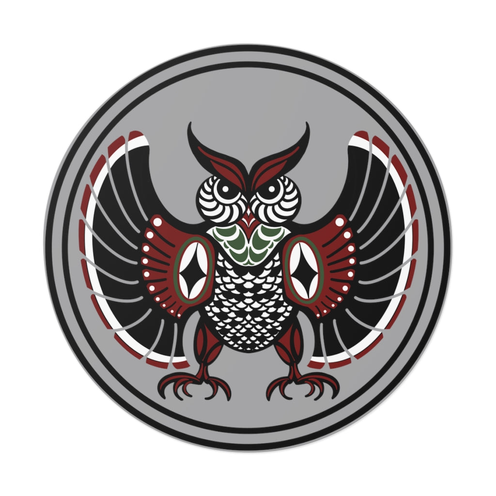 Native Owl Round Vinyl Stickers