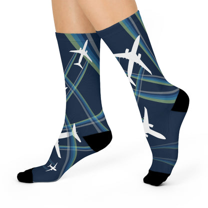 Plane Blue DTG Crew Socks