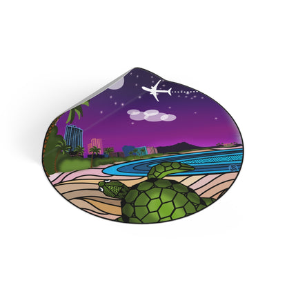 Honolulu Round Vinyl Stickers