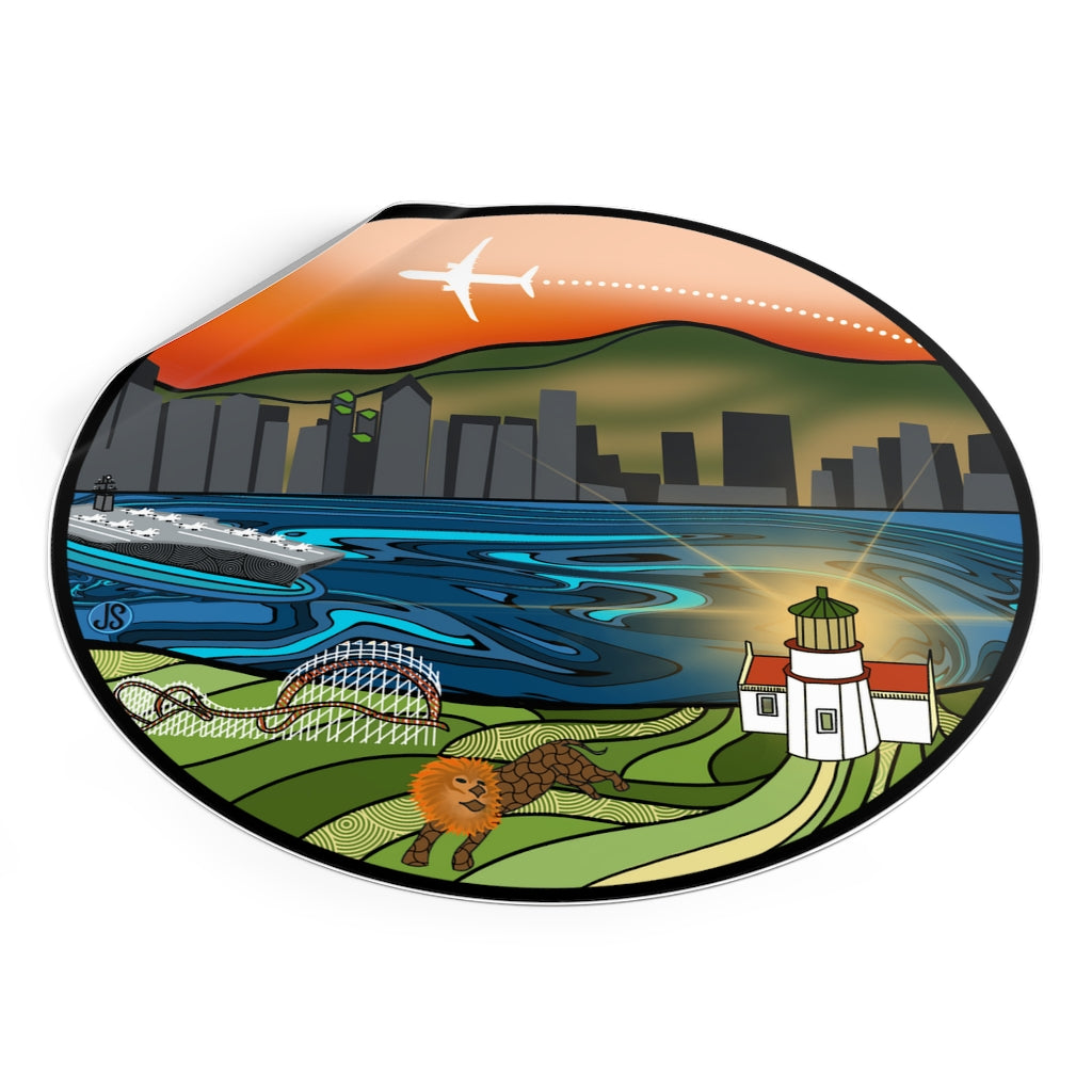 San Diego Round Vinyl Stickers