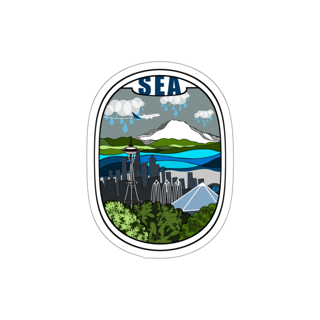 SEA - Seattle Blue plane Die-Cut Stickers