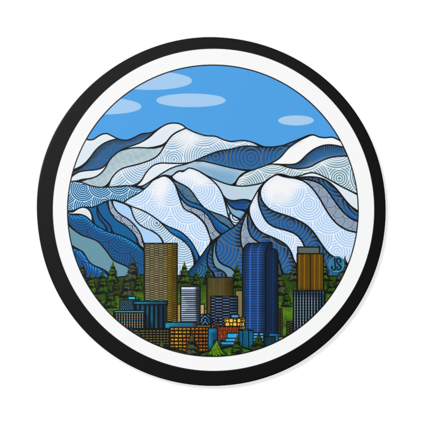 Denver Round Vinyl Stickers