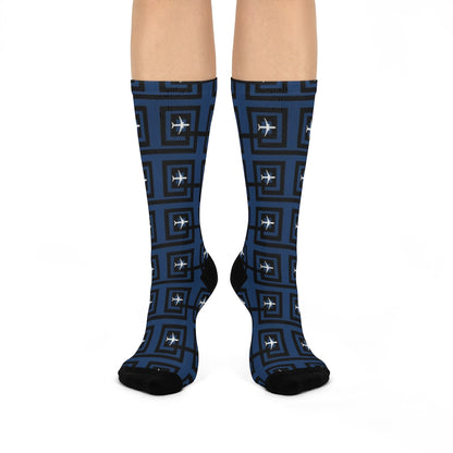 Navy & Airplane Crew Socks