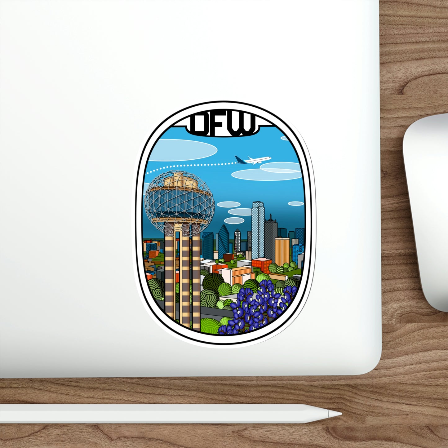 Dallas Fort Worth Blue plane Die-Cut Stickers