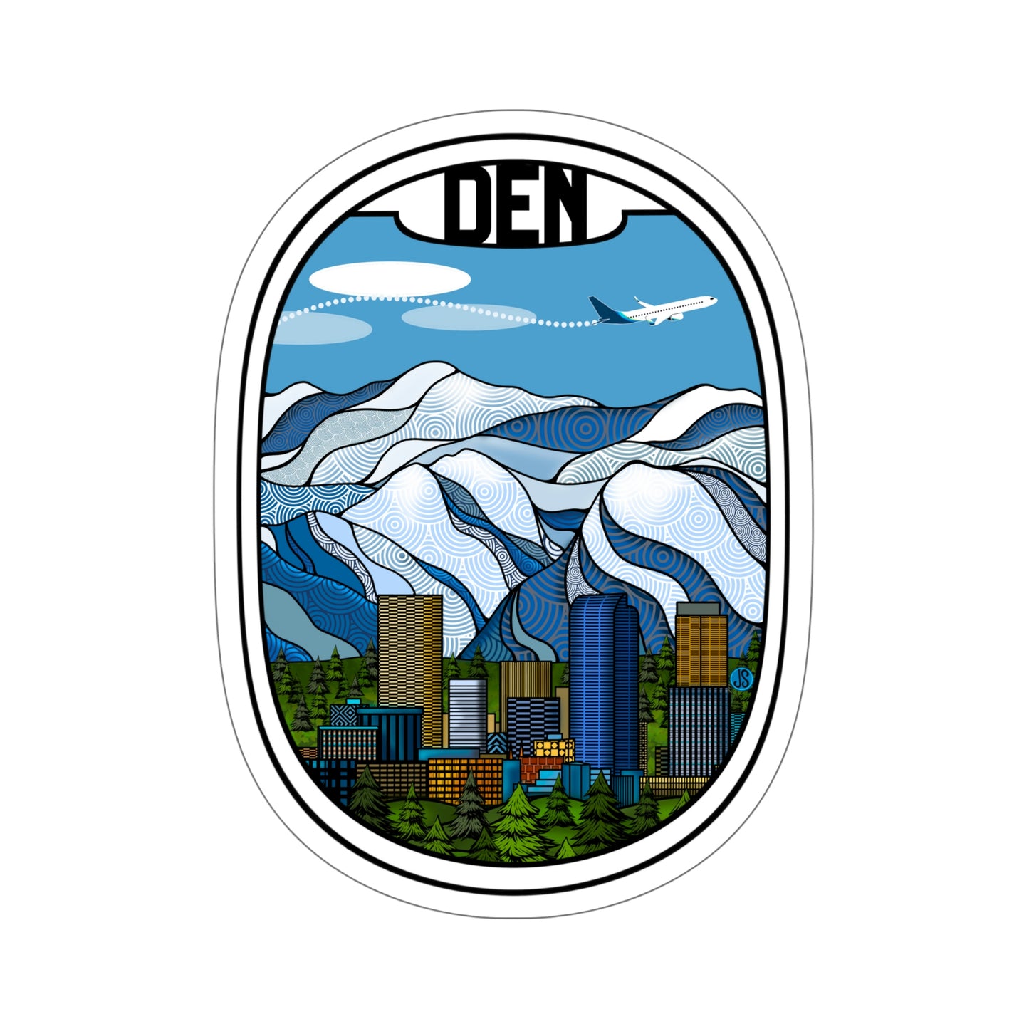 Den - Denver Blue Plane Sticker