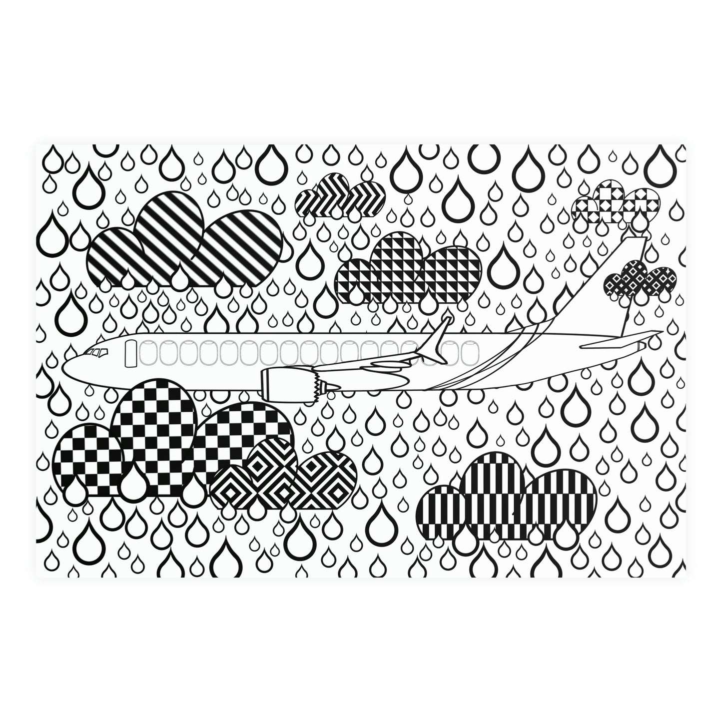 Flying in the rain coloring poster