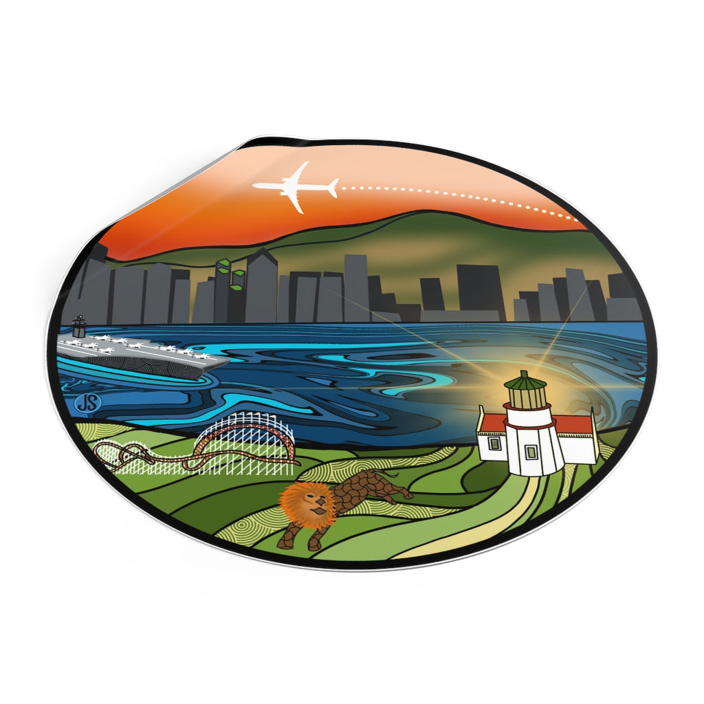 San Diego Round Vinyl Stickers