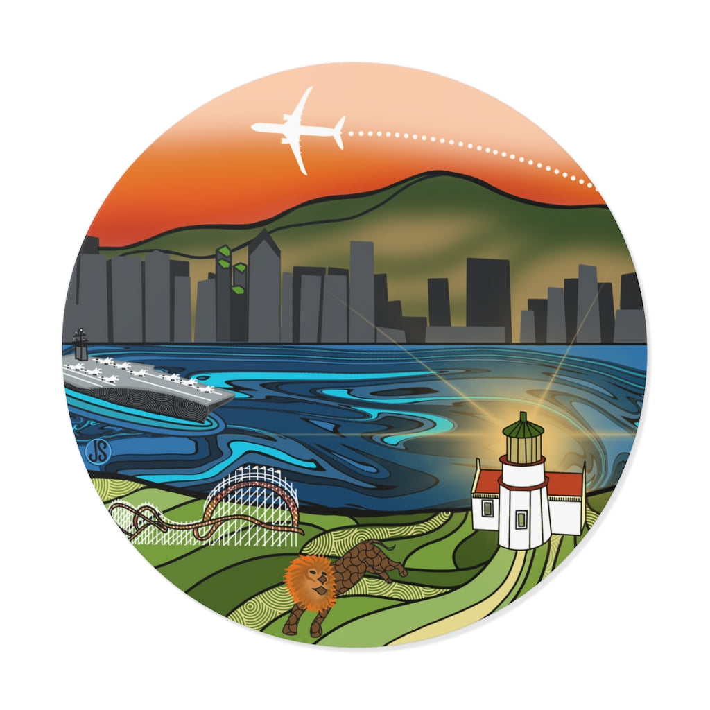 San Diego Round Vinyl Stickers