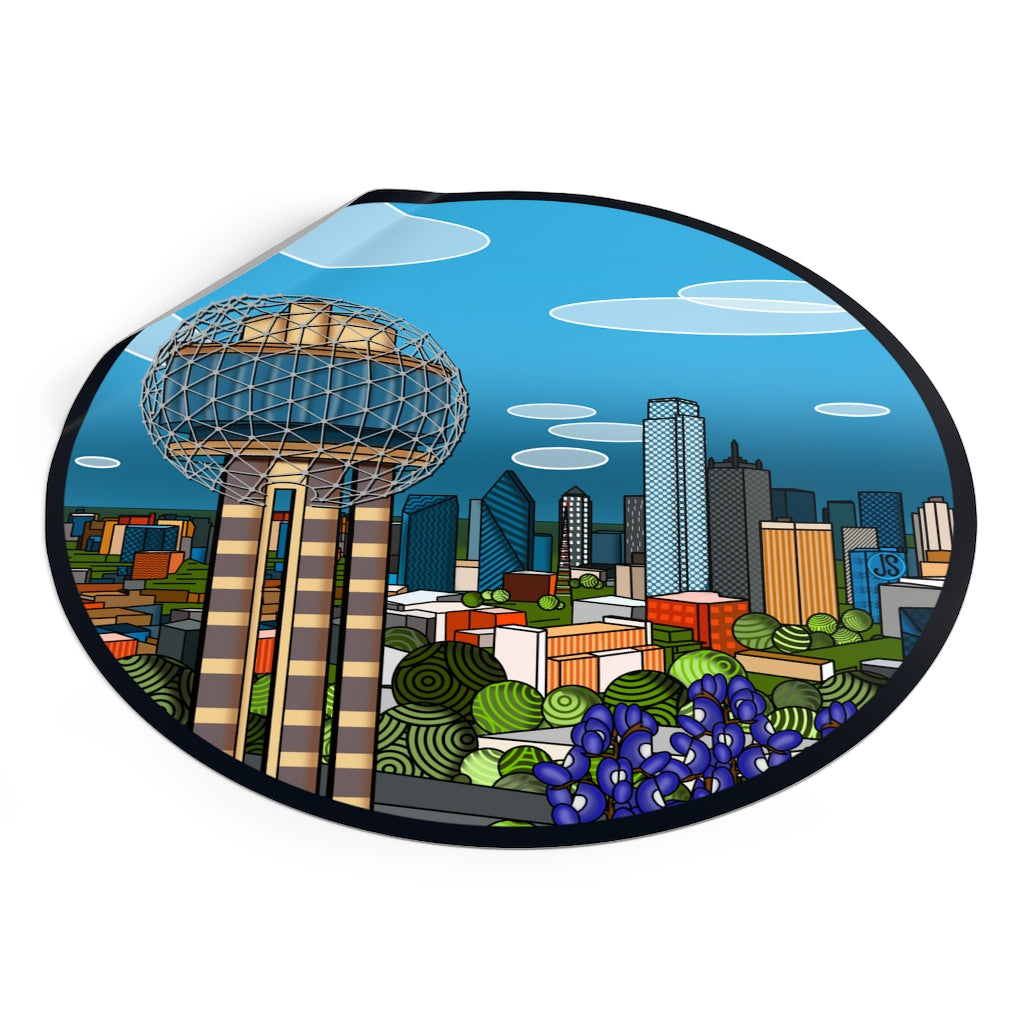 Dallas Fort Worth Round Vinyl Stickers