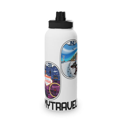 Sticker Stainless Steel Water Bottle, Sports Lid