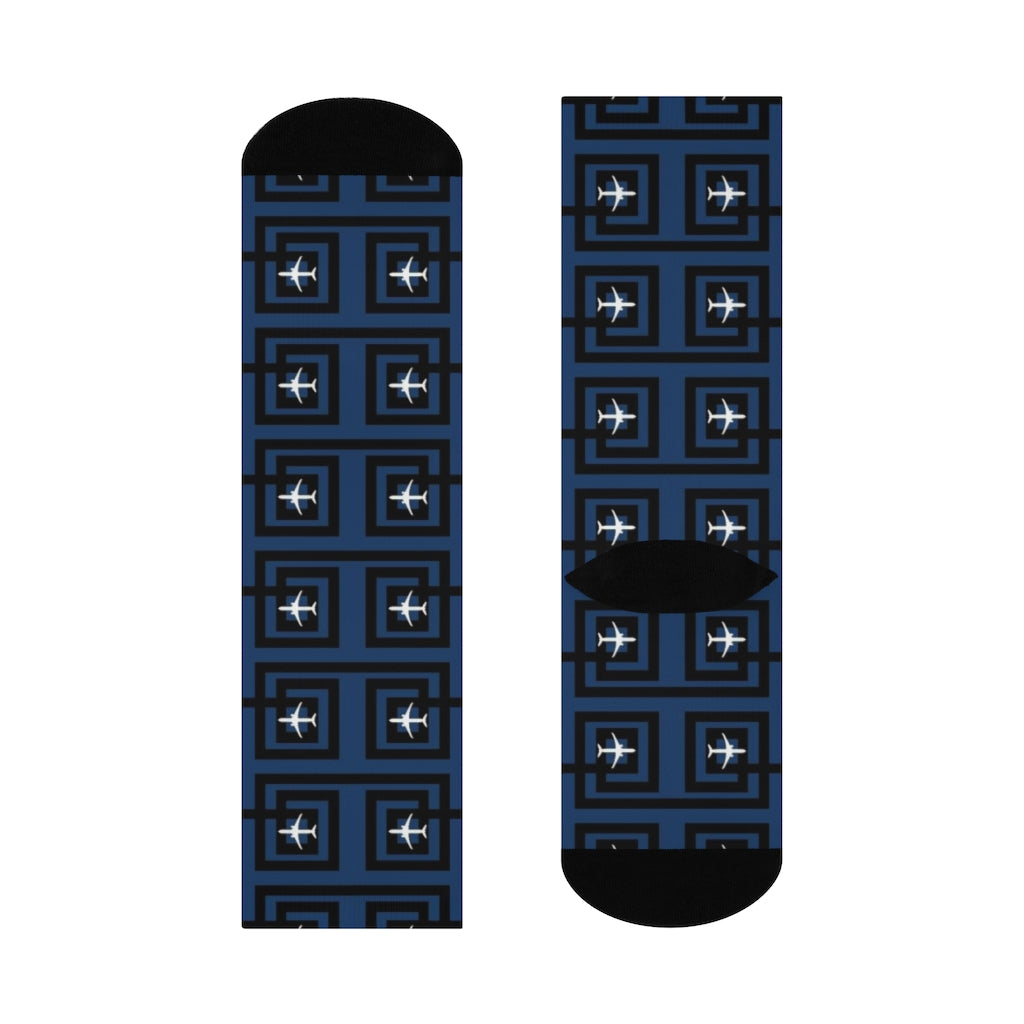 Navy & Airplane Crew Socks