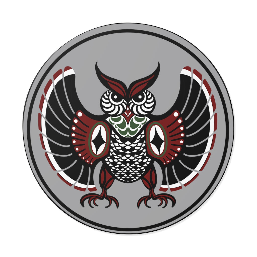 Native Owl Round Vinyl Stickers